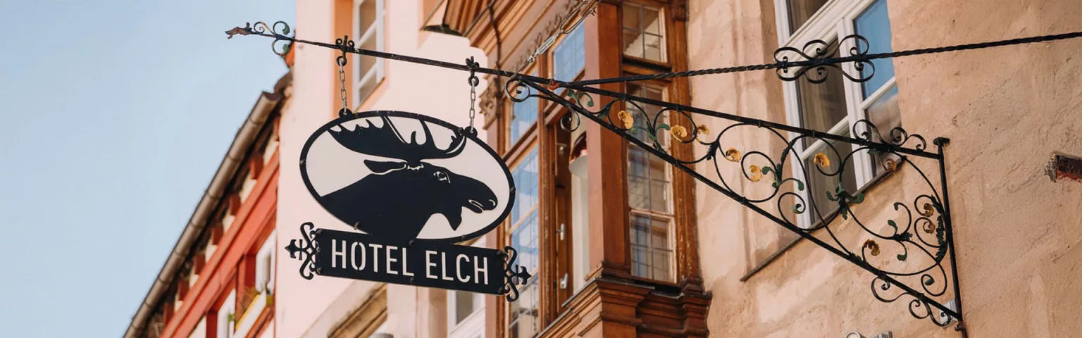 Historisches Schild vom Hotel Elch in Nürnberg